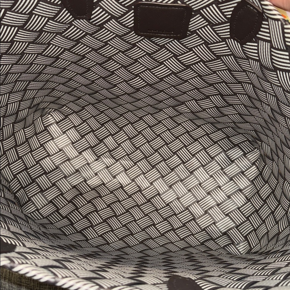 Henri Bendel Bag Centennial Woven Brown White Striped Market Tote - Picture 12 of 17